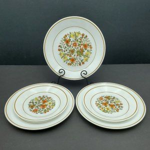 Corelle Indian Summer Lunch Salad Bread Dessert Plate Brown Orange Yellow Flower